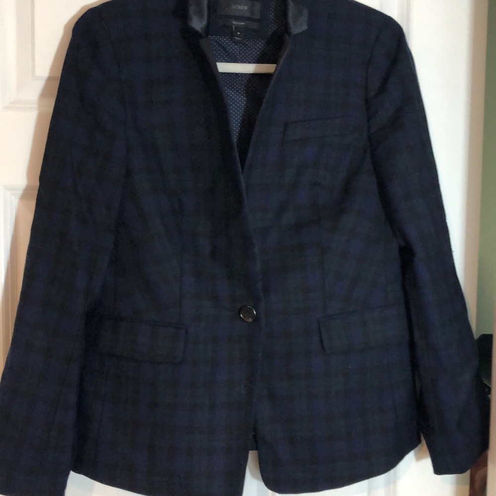 J Crew Regent Black Tartan Blazer